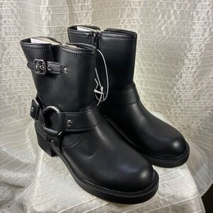 Universal Thread Black Connor Buckle Strap Moto Ankle Boots Women's